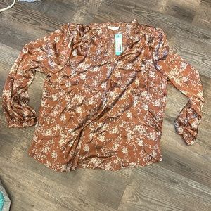 Lush Satin ruffle detailed blouse